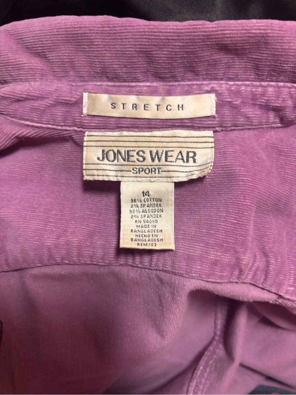 Jones Wear Dusty Lavender Corduroy Button-Front Shirt